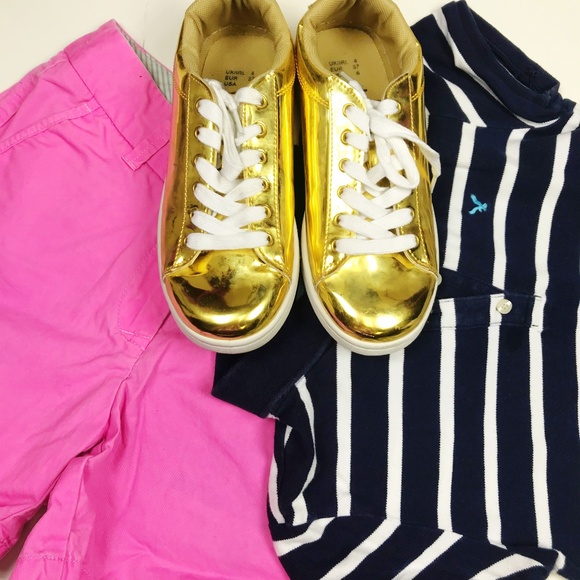 ATMOSPHERE Shiny Gold Metallic Sneakers - Picture 1 of 6